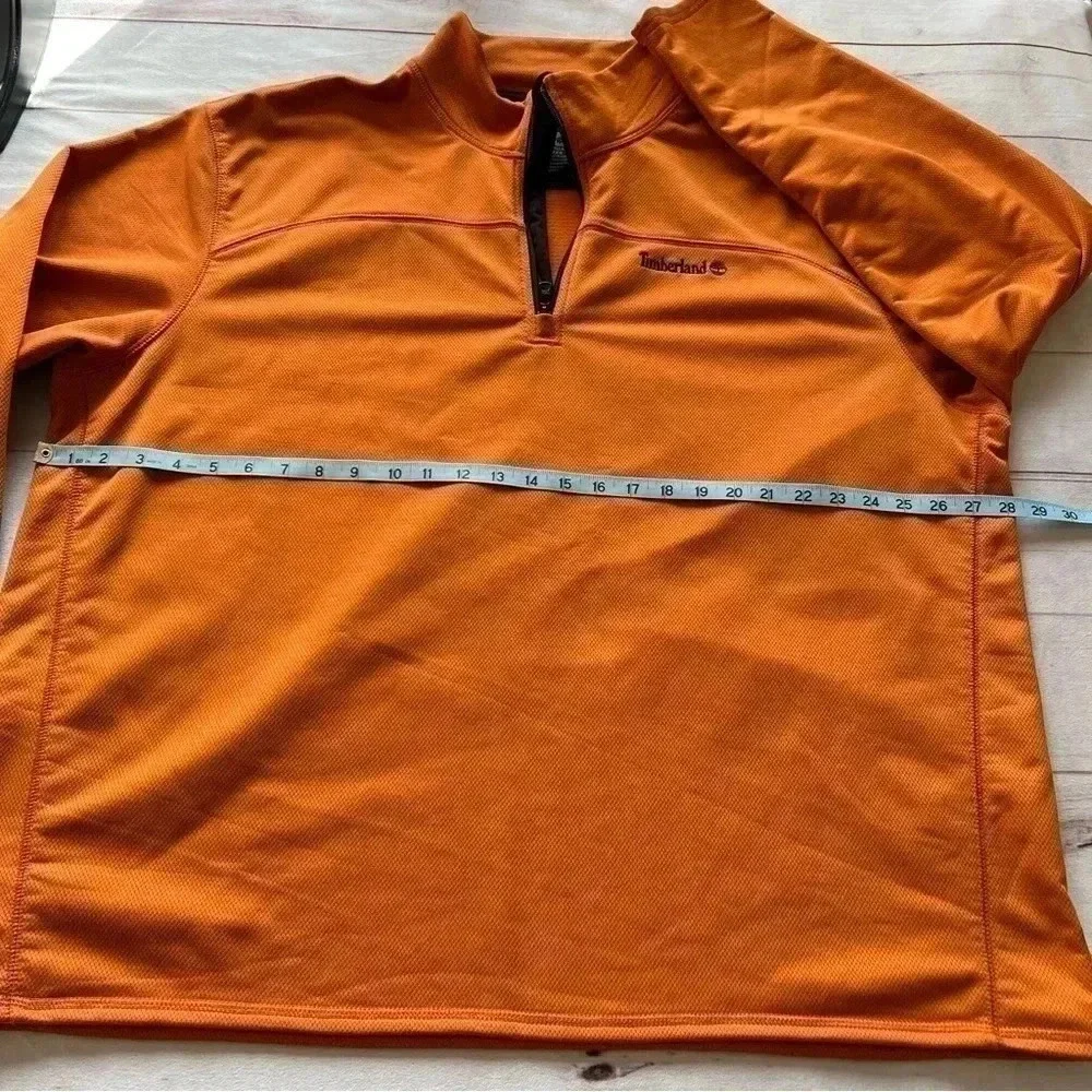Timberland Mens 3XL 1/4 Zip Heavyweight Orange Sweatshirt Y2K - Picture 9 of 10